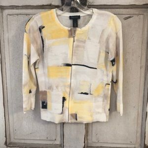 White House Black Market Yellow and Black Cardigan